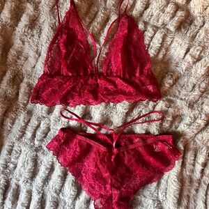 Elegant Red Lace Lingerie Set